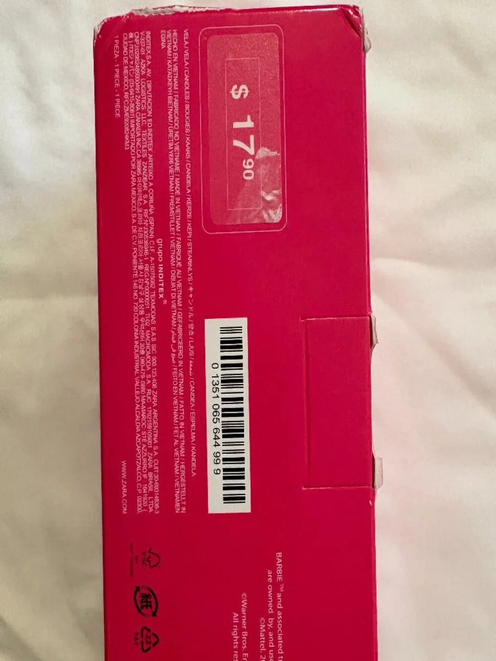Zara Barbie the Movie Logo Candle Pink Y2K Home Decor Mattel Warner Brothers NWT
